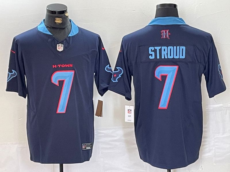 Men Houston Texans 7 Stroud Dark Blue Three generations 2025 Nike Limited NFL Jersey style 21